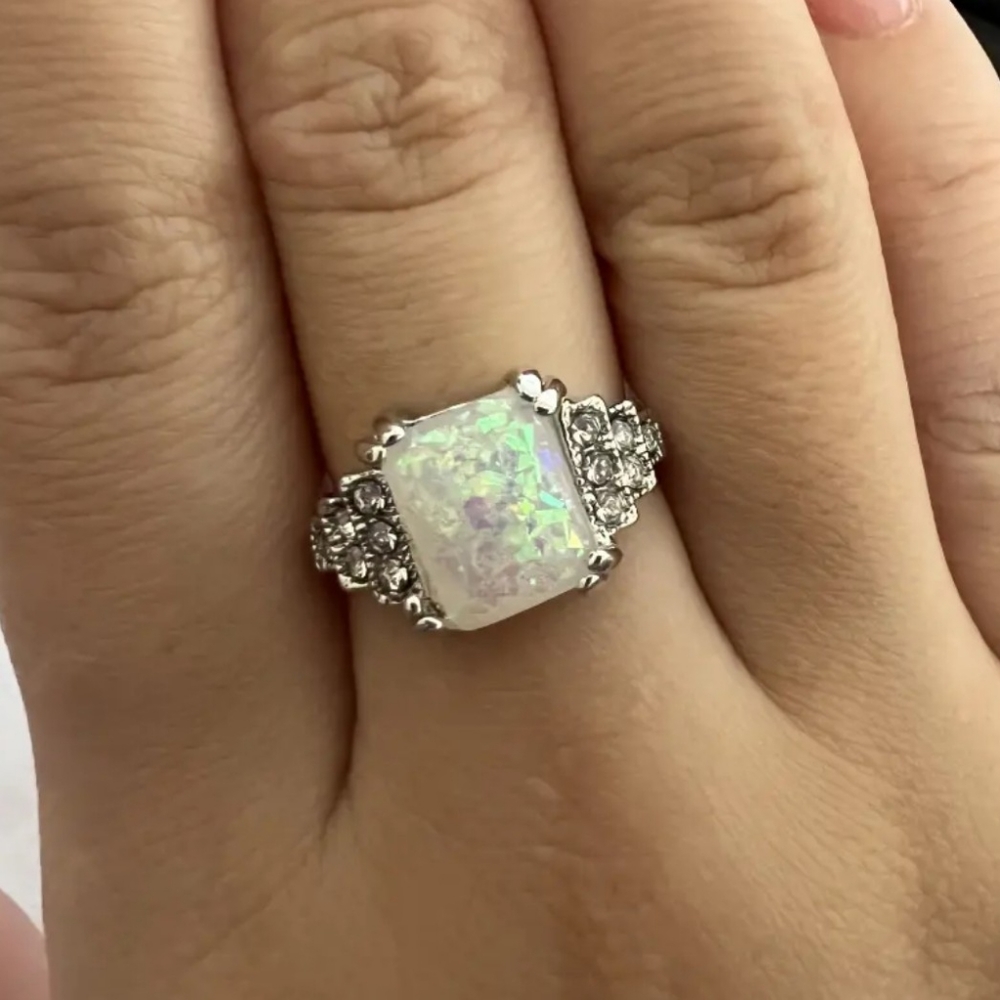 NEW Fire Opal Silver Ring Size 7 - Picture 3 of 7